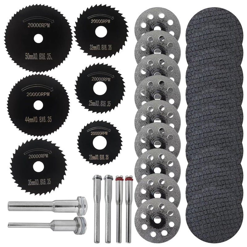 26pc Rotary Tool Set with HSS Saw Blades Diamond Wheels for Dremel Professional Accessory Kit